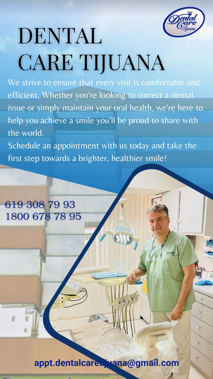 Infographic summarizing savings, services, and travel tips for dental implants in Tijuana